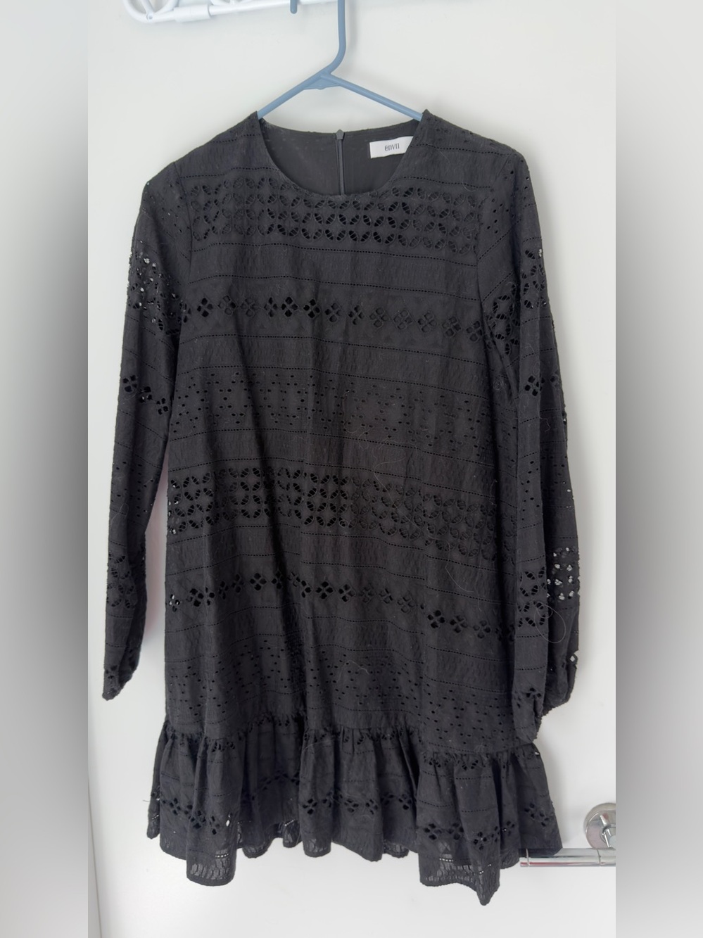 Emvi Black Eyelet Long Sleeve Dress